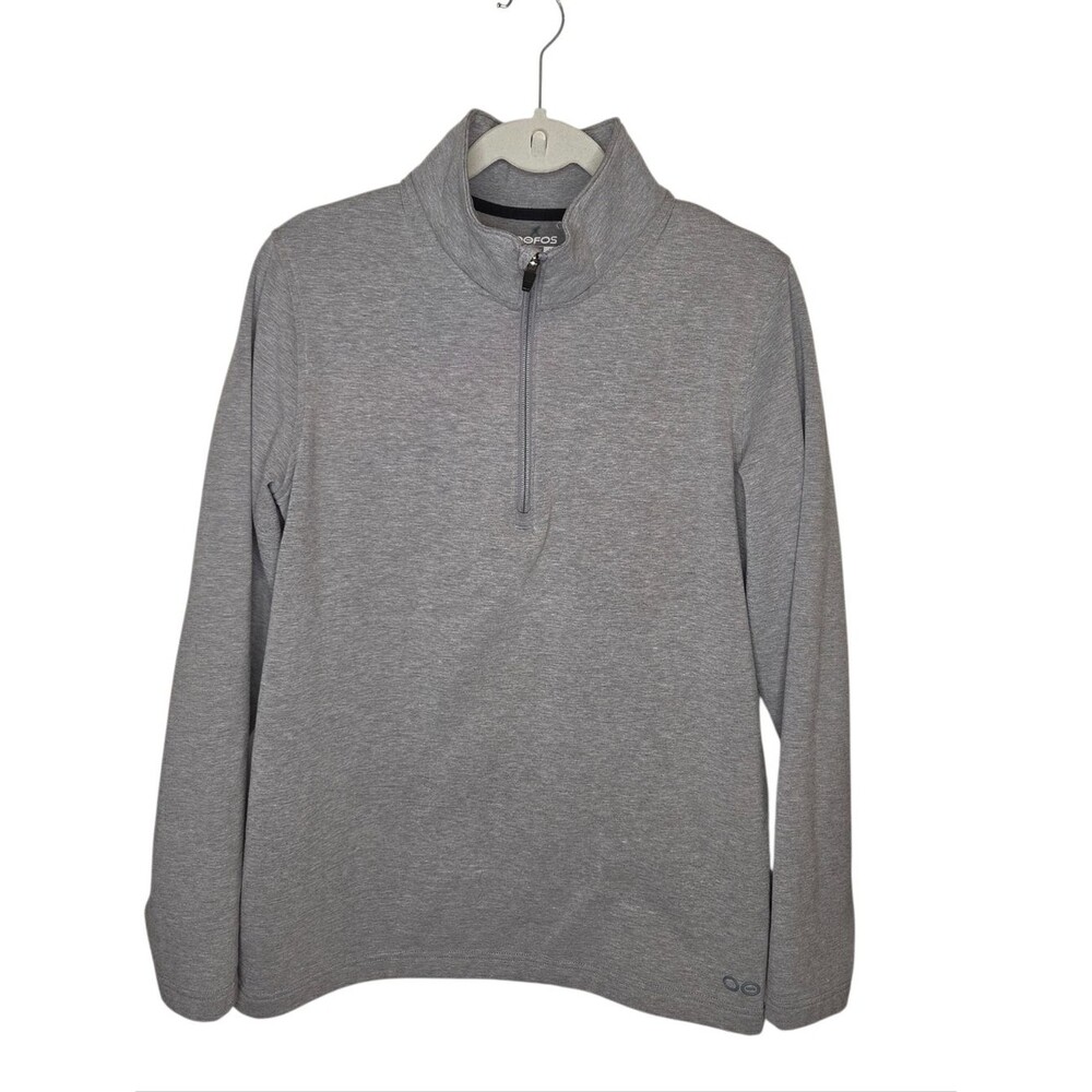 OOFOS Men's Cool Gray Down 1/4-Zip Fleece Pullover, Size Large
